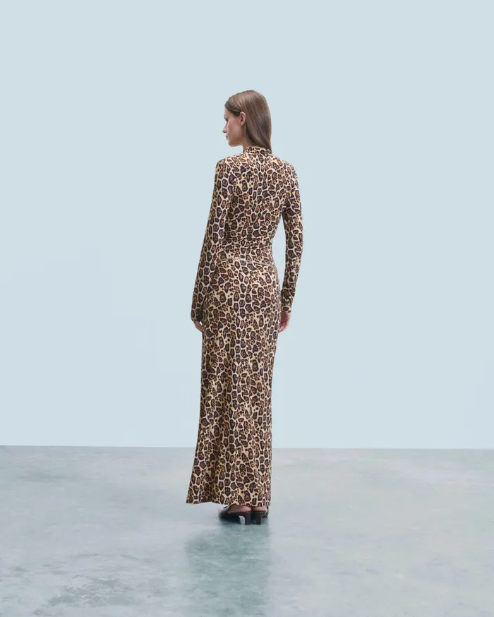 From Future Dresses and Jumpsuits Women Long Jersey Long Sleeve Dress Hot Leopard