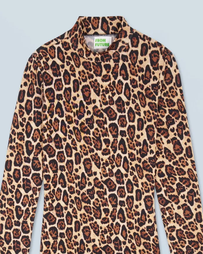 From Future Dresses and Jumpsuits Women Long Jersey Long Sleeve Dress Hot Leopard