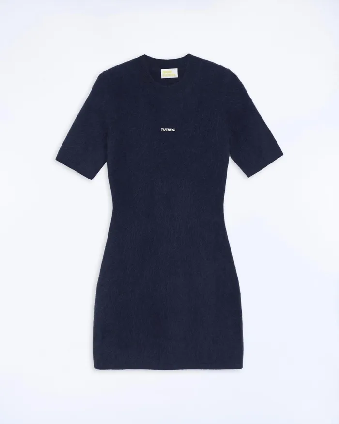 From Future Dresses and Jumpsuits Women Short Sleeve Dress In Brushed Cashmere Navy