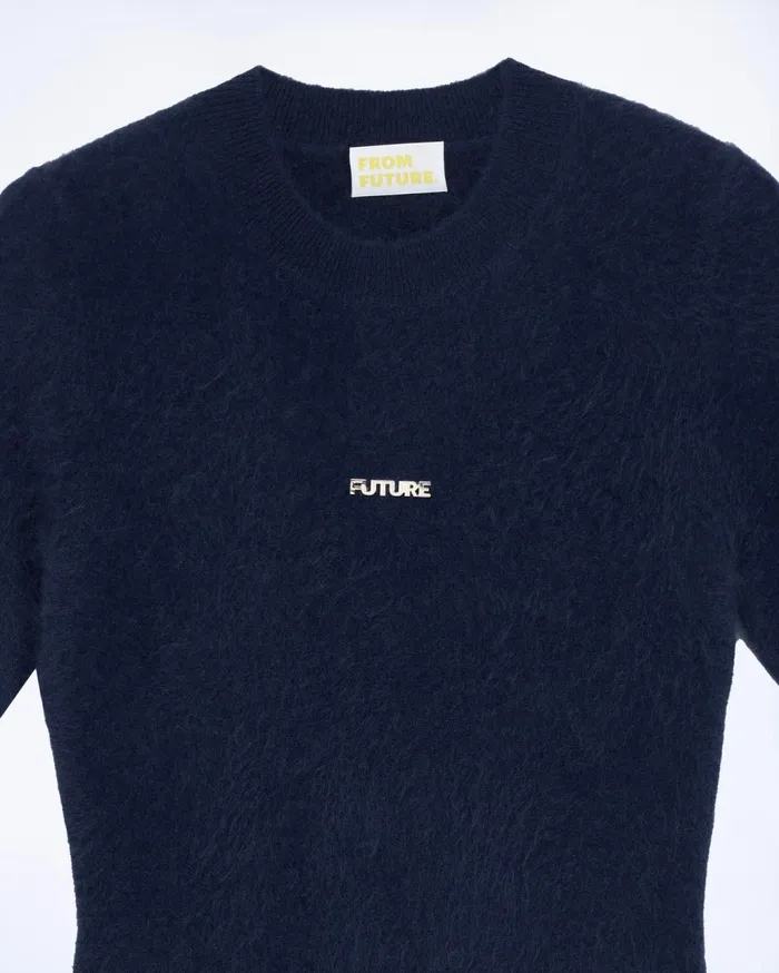 From Future Dresses and Jumpsuits Women Short Sleeve Dress In Brushed Cashmere Navy