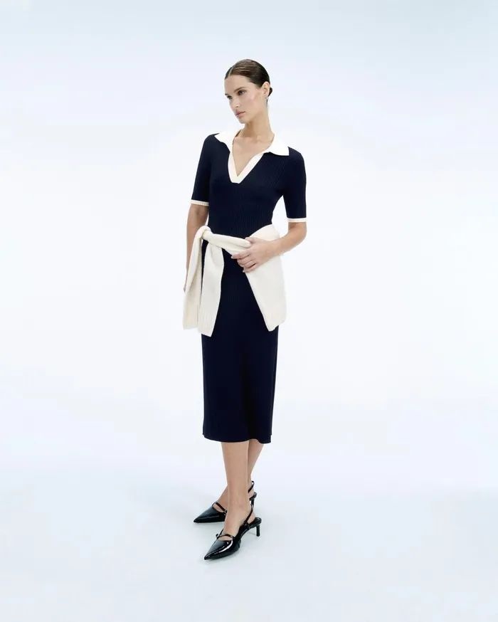 From Future Dresses and Jumpsuits Women Short Sleeve Long Dress Navy