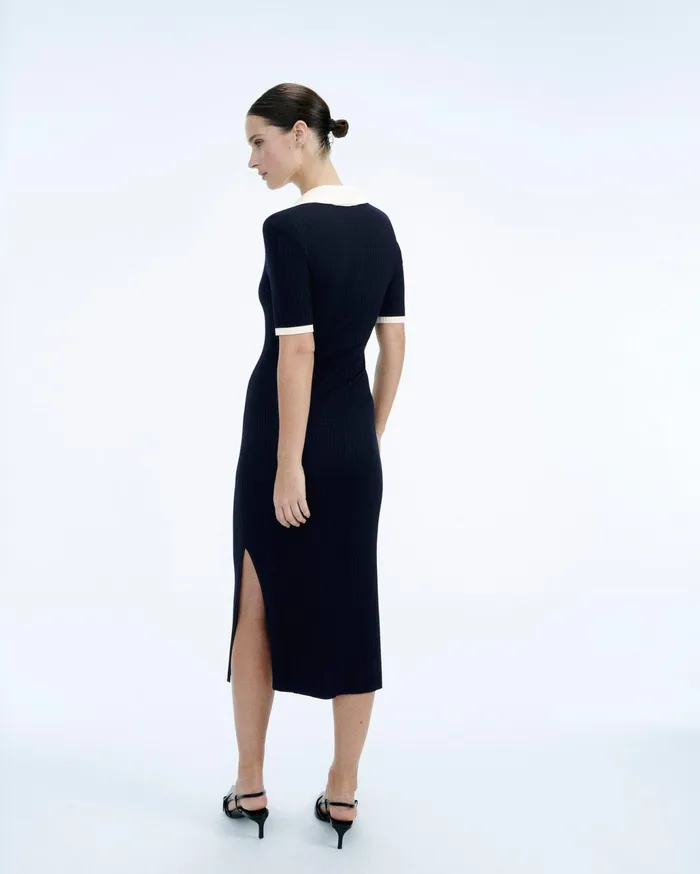 From Future Dresses and Jumpsuits Women Short Sleeve Long Dress Navy