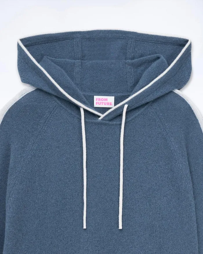 From Future Hoodies Men Striped Hoodie Sweater Storm Blue