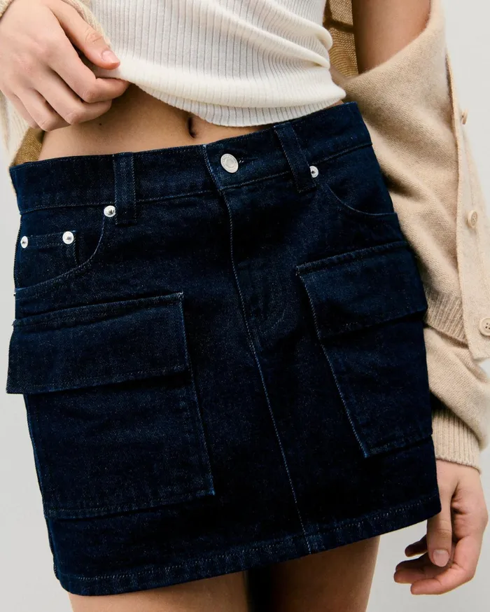 From Future Jeans Women Mini Cargo Skirt Natural