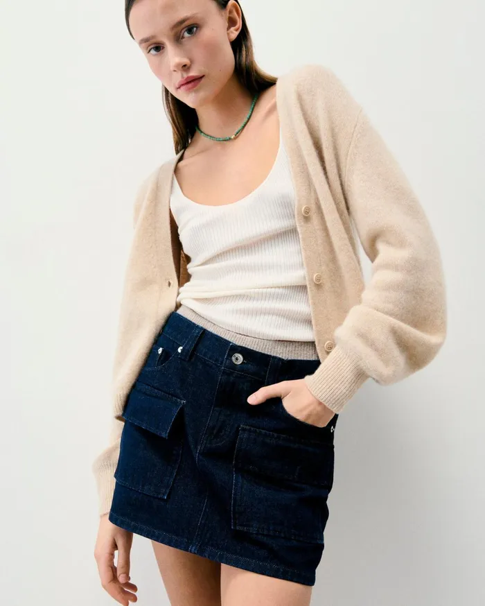 From Future Jeans Women Mini Cargo Skirt Natural