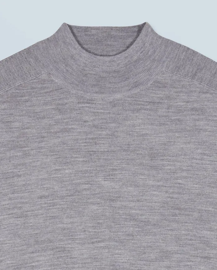 From Future Merino Wool Sweaters Men Mock Neck Sweater Dark Heather Gray