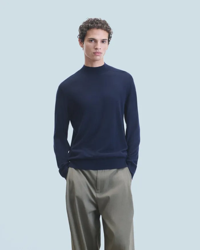 From Future Merino Wool Sweaters Men Mock Neck Sweater Dark Heather Gray