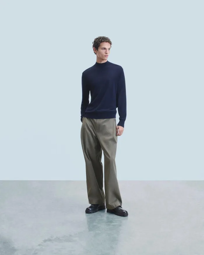 From Future Merino Wool Sweaters Men Mock Neck Sweater Dark Heather Gray