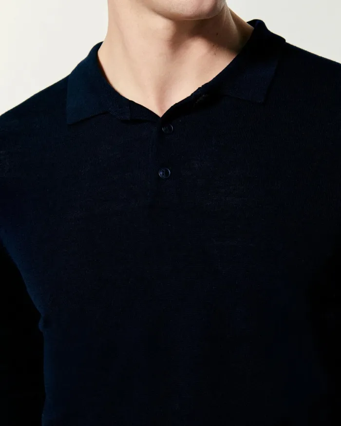 From Future Merino Wool Sweaters Men Plain Polo Neck Sweater Navy