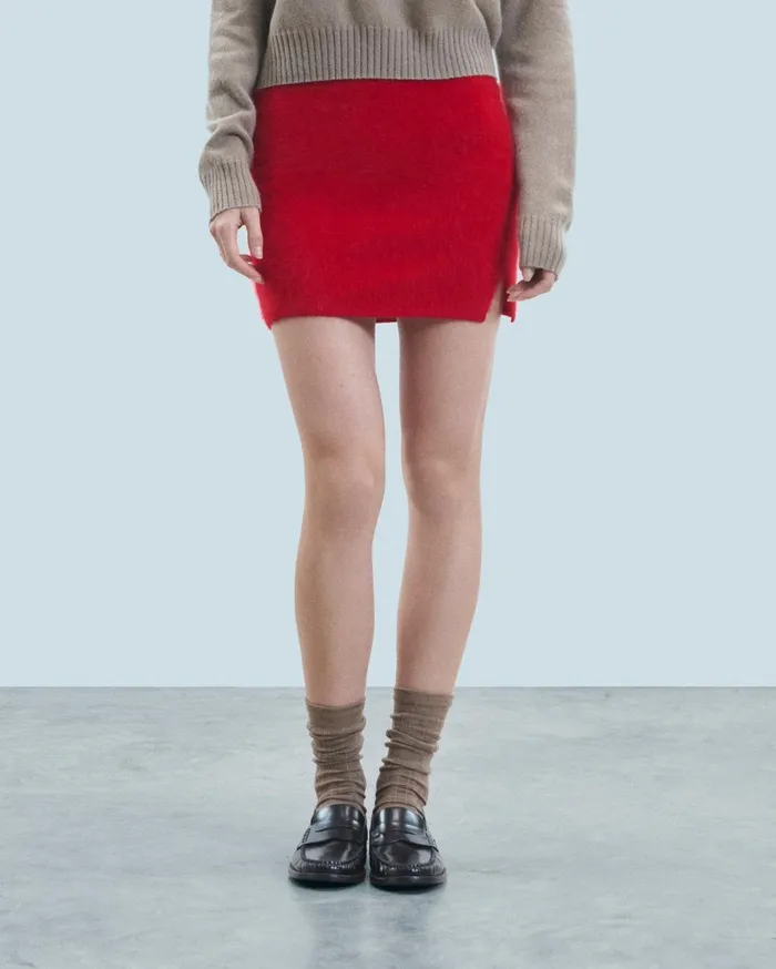 From Future Skirts Women Mini Skirt In Brushed Cashmere Hot Red