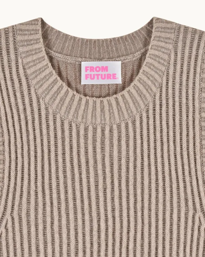 From Future Sleeveless Sweaters Women TwoTone Sleeveless Sweater Beige
