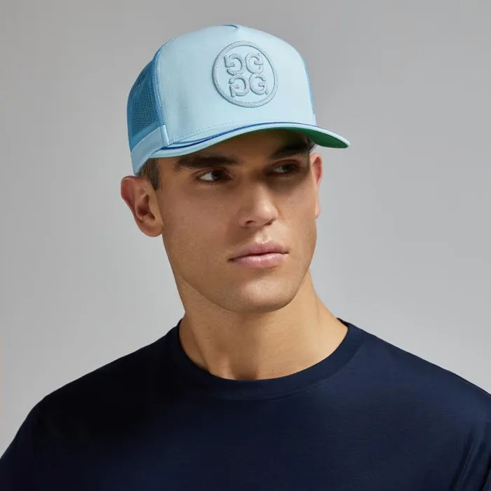 GFORE Hats MenWomen SOUTACHE KNIT INTERLOCK TALL TRUCKER HAT Powder GFORE Hats MenWomen SOUTACHE KNIT INTERLOCK TALL TRUCKER HAT Powder