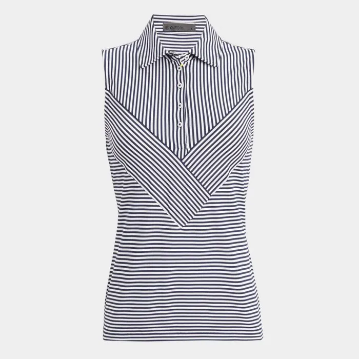 GFORE Polos and Shirts Women CHEVRON FEEDER STRIPE TECH PIQU SLEEVELESS POLO Twilight