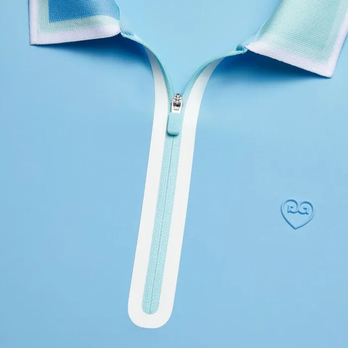GFORE Polos and Shirts Women COLOUR BLOCK SILKY TECH NYLON QUARTER ZIP POLO Fountain