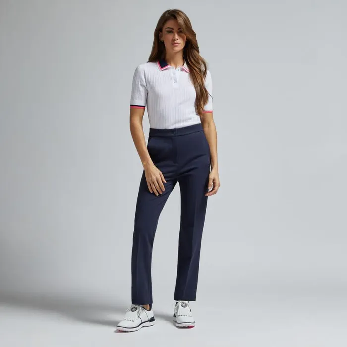 GFORE Polos and Shirts Women COTTON BLEND RIBBED SHORT SLEEVE SWEATER POLO Snow GFORE Polos and Shirts Women COTTON BLEND RIBBED SHORT SLEEVE SWEATER POLO Snow