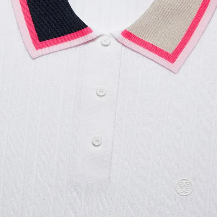 GFORE Polos and Shirts Women COTTON BLEND RIBBED SHORT SLEEVE SWEATER POLO Snow GFORE Polos and Shirts Women COTTON BLEND RIBBED SHORT SLEEVE SWEATER POLO Snow