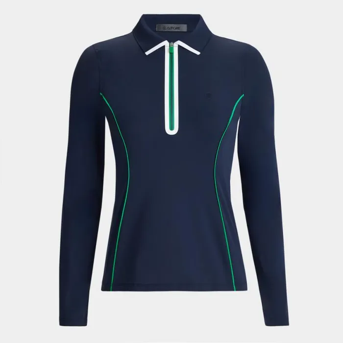 GFORE Polos and Shirts Women LIGHTWEIGHT WARP KNIT QUARTER ZIP LONG SLEEVE POLO Twilight