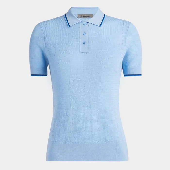 GFORE Polos and Shirts Women POINTELLE MERINO WOOL BLEND SHORT SLEEVE SWEATER Baja