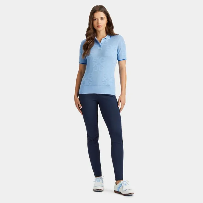 GFORE Polos and Shirts Women POINTELLE MERINO WOOL BLEND SHORT SLEEVE SWEATER Baja