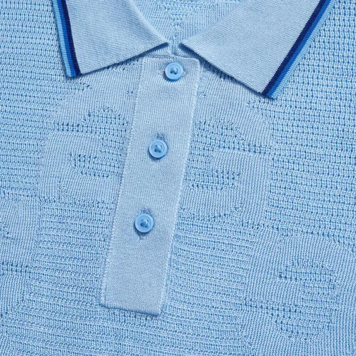 GFORE Polos and Shirts Women POINTELLE MERINO WOOL BLEND SHORT SLEEVE SWEATER Baja
