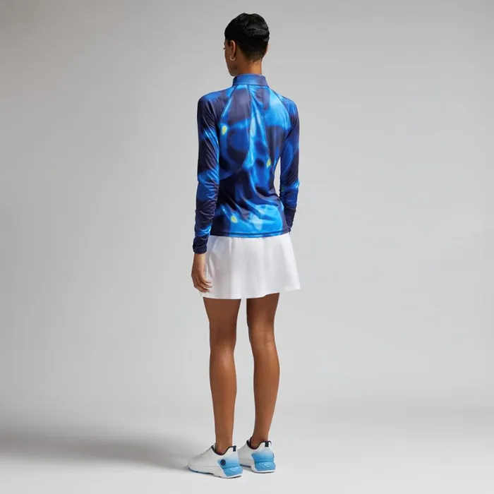 GFORE Pullovers Women BOKEH CAMO TECH JERSEY RUCHED QUARTER ZIP PULLOVER Blue Multi