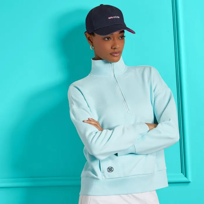 GFORE Pullovers Women PRAY FOR BIRDIES FRENCH TERRY QUARTER ZIP BOXY PULLOVER Daybreak GFORE Pullovers Women PRAY FOR BIRDIES FRENCH TERRY QUARTER ZIP BOXY PULLOVER Daybreak