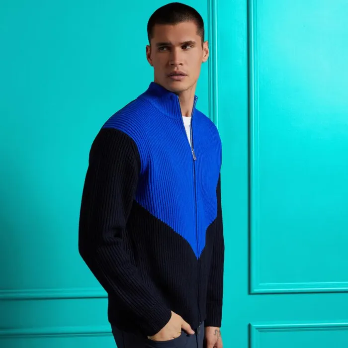 GFORE Sweaters Men COLOURBLOCK MERINO WOOL FULL ZIP SWEATER JACKET Racer