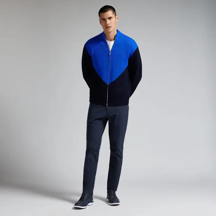GFORE Sweaters Men COLOURBLOCK MERINO WOOL FULL ZIP SWEATER JACKET Racer