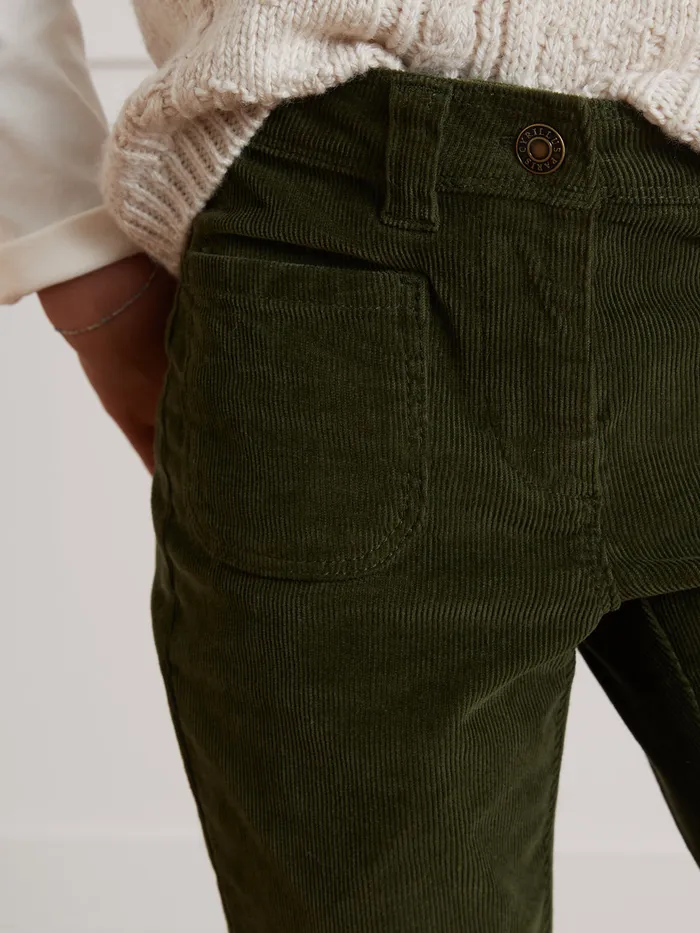 Girls Cyrillus Clothing Flared Corduroy Trousers Vert Chasse