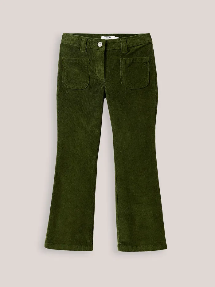 Girls Cyrillus Clothing Flared Corduroy Trousers Vert Chasse