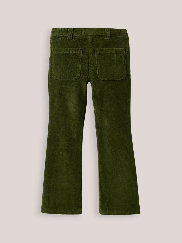 Girls Cyrillus Clothing Flared Corduroy Trousers Vert Chasse