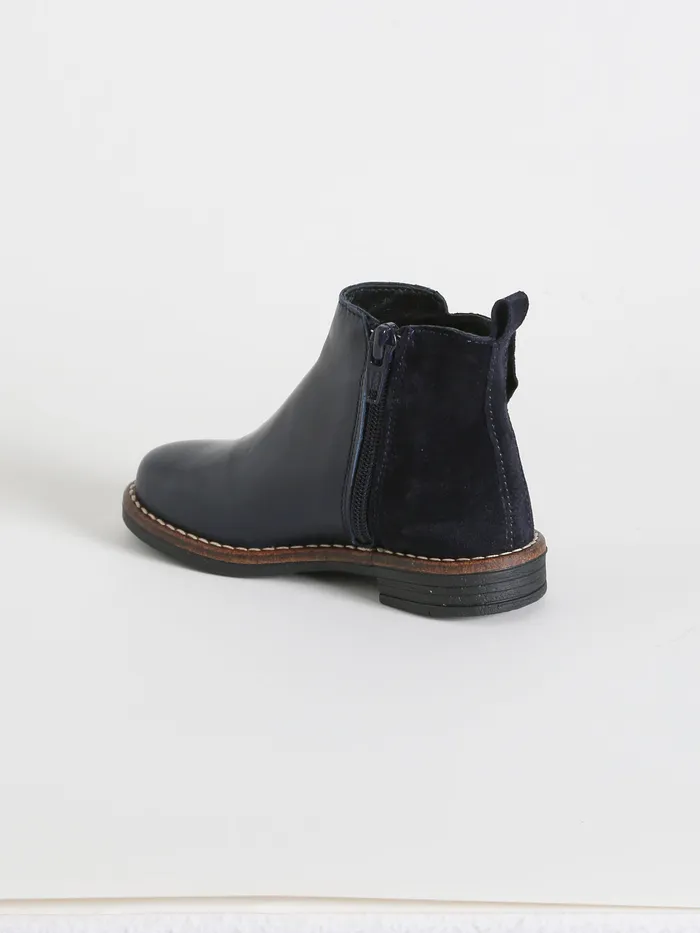 Girls Cyrillus Shoes Leather Ankle Boots With Bow Marine