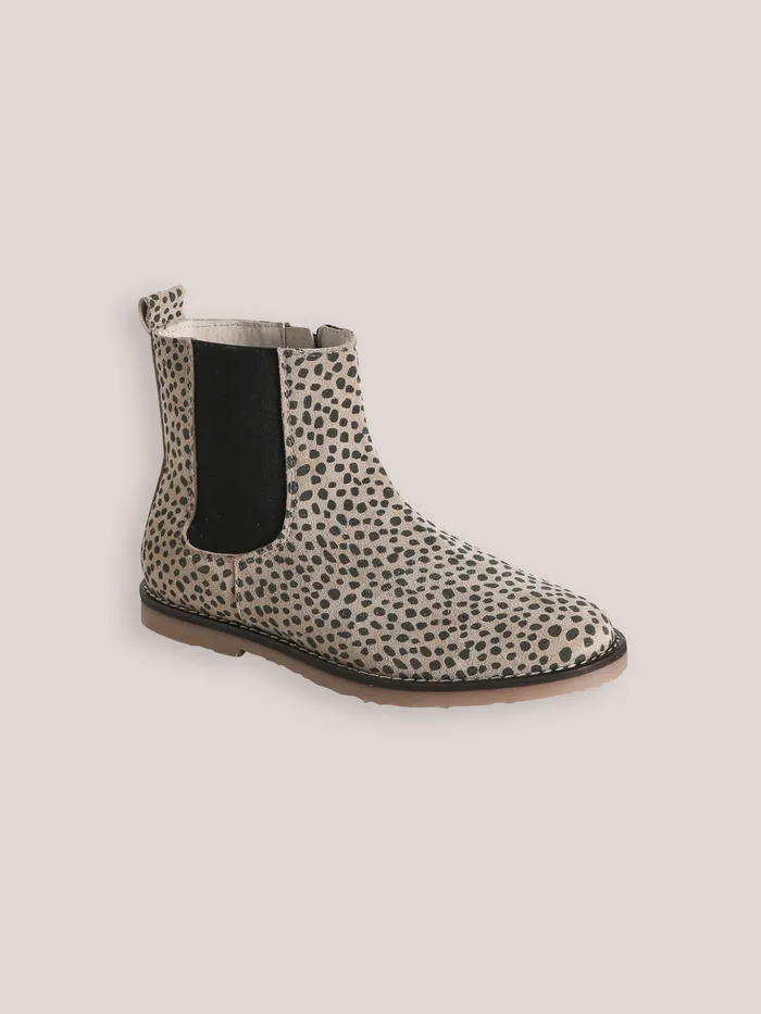 Girls Cyrillus Shoes Leather LeopardMotif Ankle Boots Peau De Bete