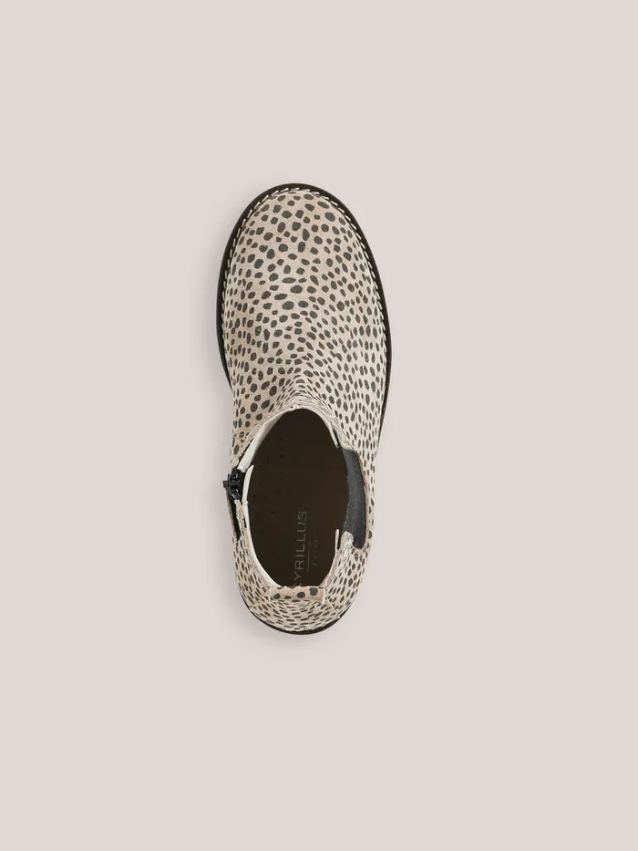 Girls Cyrillus Shoes Leather LeopardMotif Ankle Boots Peau De Bete