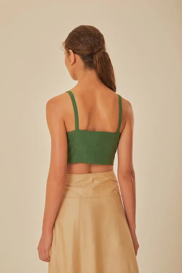 Green Front Bow Top Women Farm Rio Crop Tops