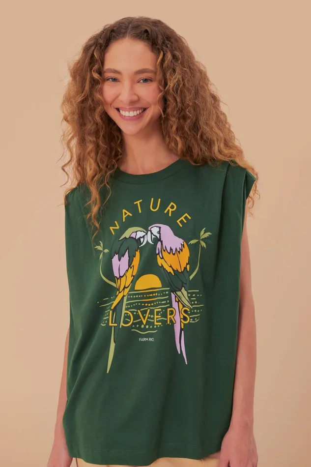 Green Nature Lovers Pleat Organic Cotton TShirt Women Farm Rio TShirts