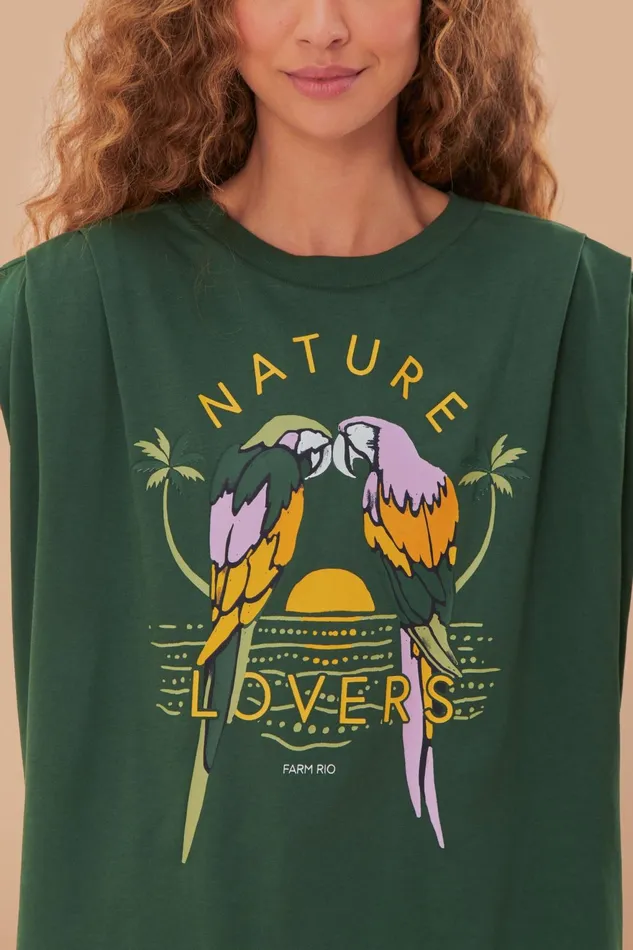 Green Nature Lovers Pleat Organic Cotton TShirt Women Farm Rio TShirts