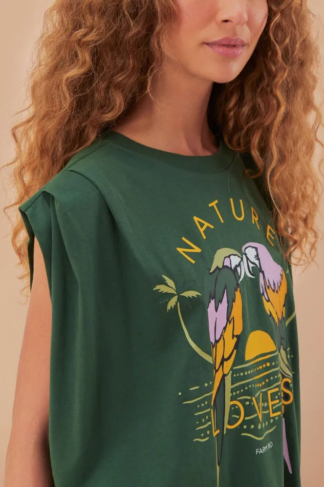 Green Nature Lovers Pleat Organic Cotton TShirt Women Farm Rio TShirts