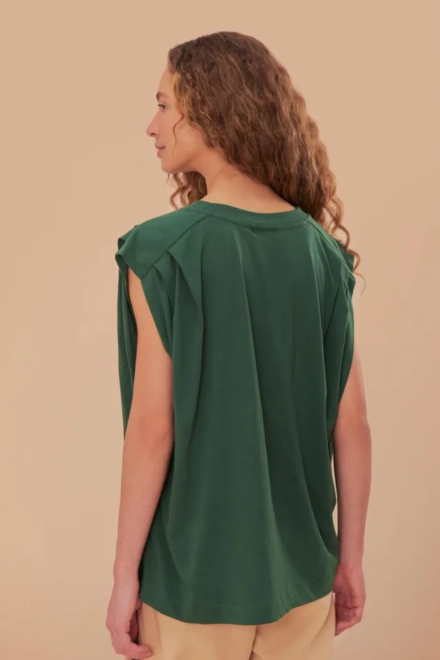 Green Nature Lovers Pleat Organic Cotton TShirt Women Farm Rio TShirts
