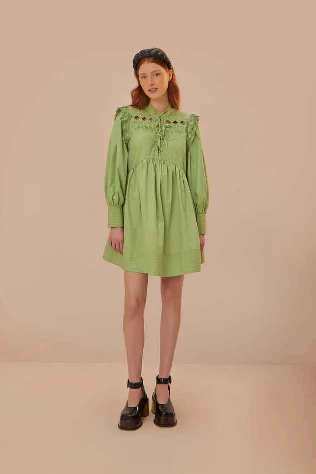 Green Open Yoke Mini Dress Women Farm Rio Mini Dresses