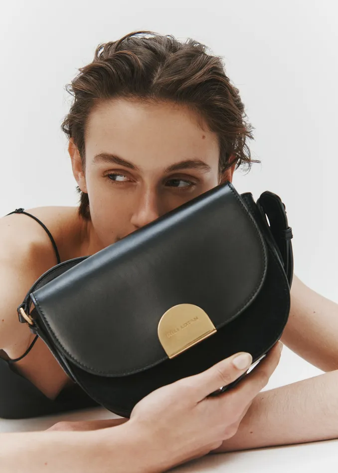 Handbags LE ELLIE SADDLE BAG Black And Gold Nili Lotan Women