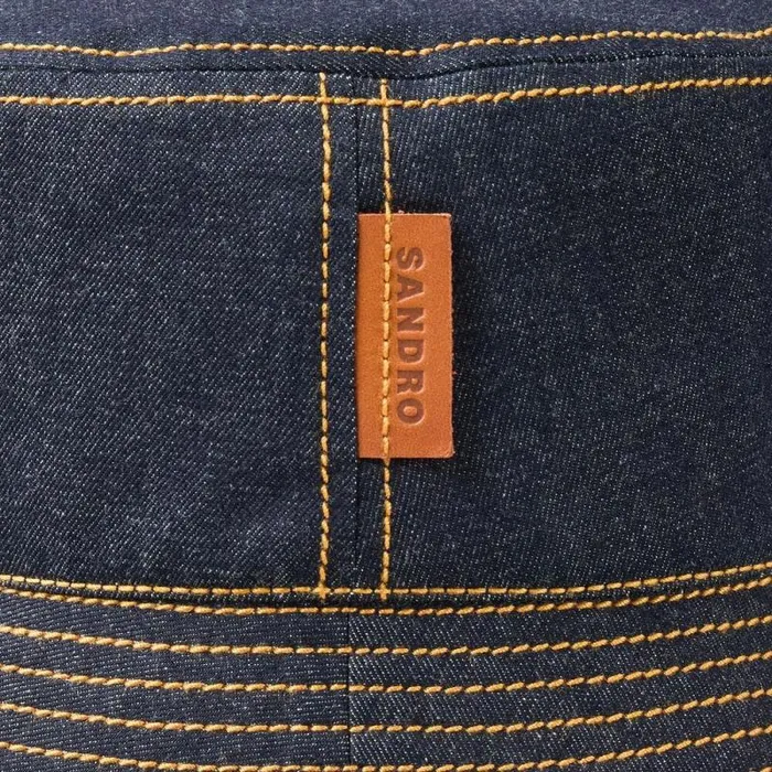 Hats Men SANDRO Denim Bucket Hat Navy Blue