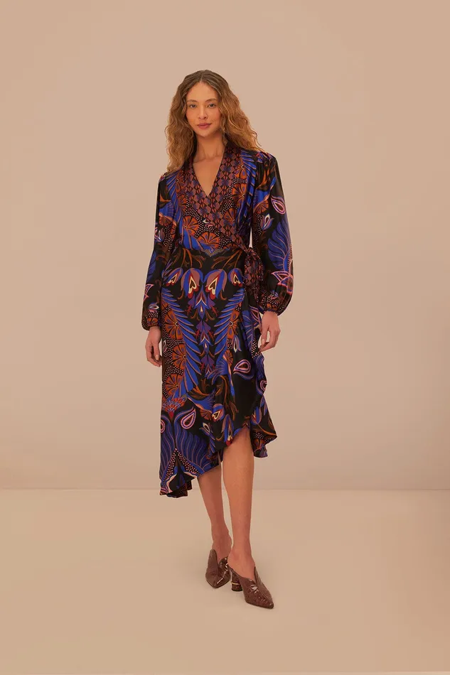 Heart Forest Black Long Sleeve Midi Dress Women Farm Rio Midi Dresses