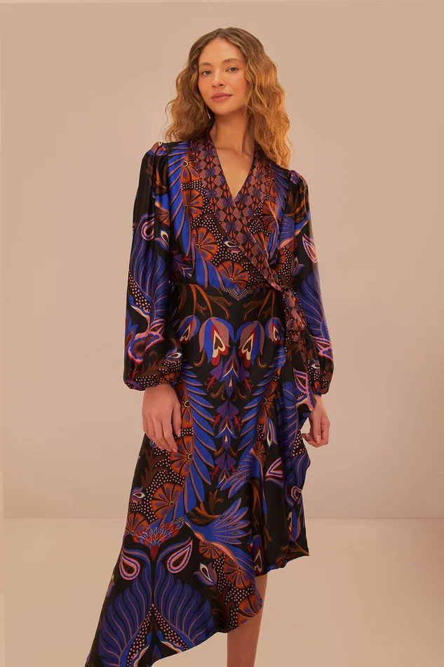 Heart Forest Black Long Sleeve Midi Dress Women Farm Rio Midi Dresses