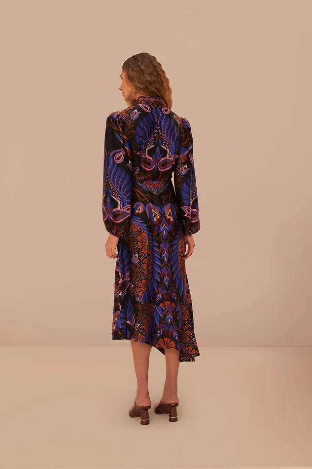 Heart Forest Black Long Sleeve Midi Dress Women Farm Rio Midi Dresses