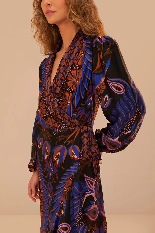 Heart Forest Black Long Sleeve Midi Dress Women Farm Rio Midi Dresses
