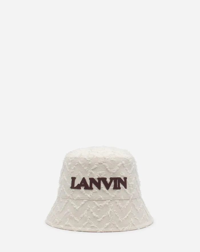 Herringbone Motif Lanvin Bucket Hat Light Beigeburgundy Women Lanvin Hats
