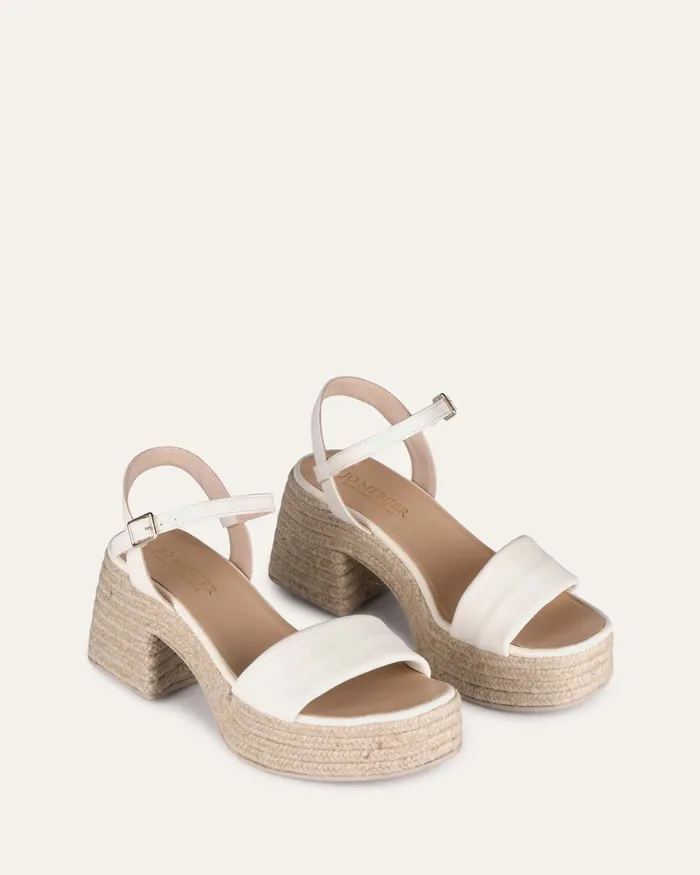 HIGH SANDALS jomercer Women Fairfax high heel espadrille sandals white leather