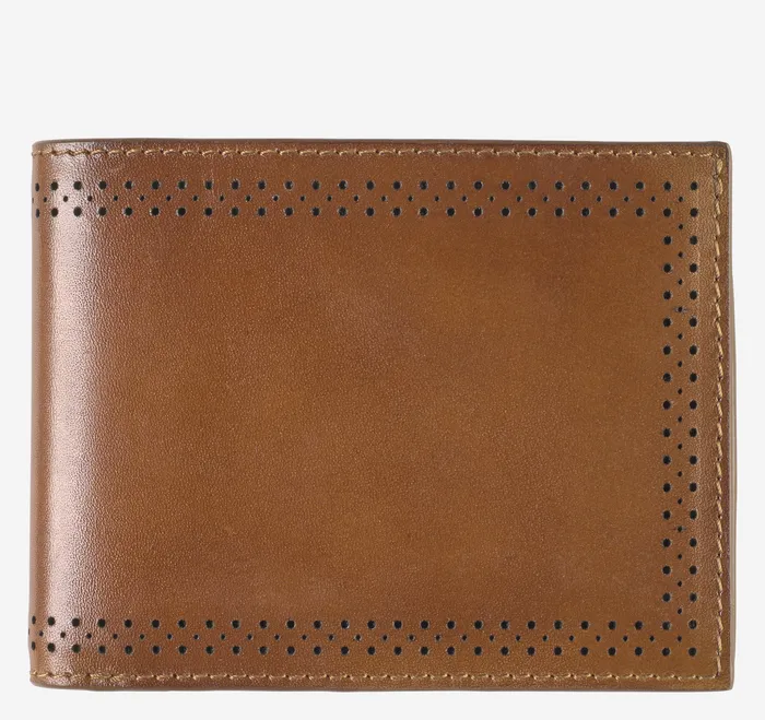 Hudson Perforated Billfold Brown Burnished Men Wallets Johnston and Murphy
