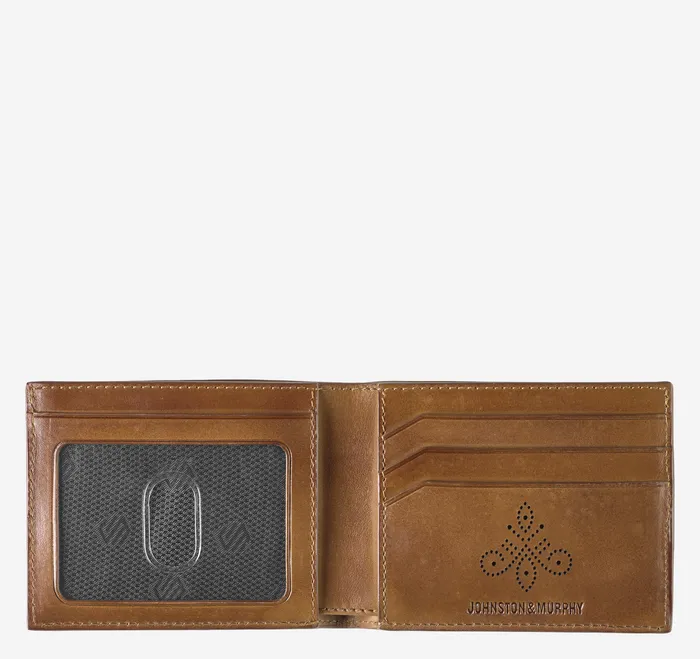 Hudson Perforated Billfold Brown Burnished Men Wallets Johnston and Murphy